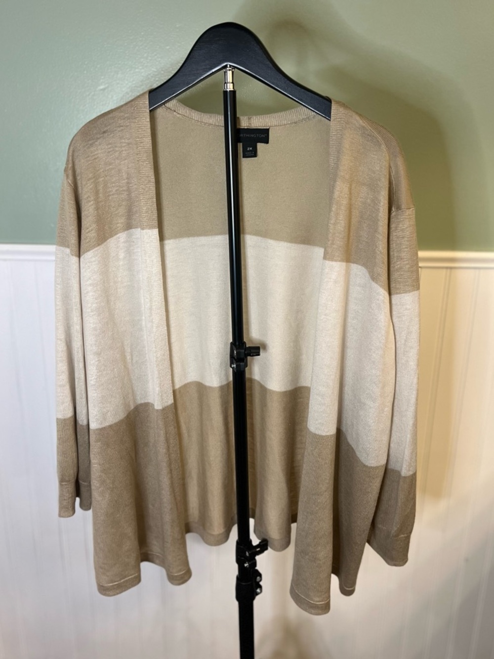 Worthington Tan, Cream, Taupe Lightweight Open Front Cardigan Size 2X